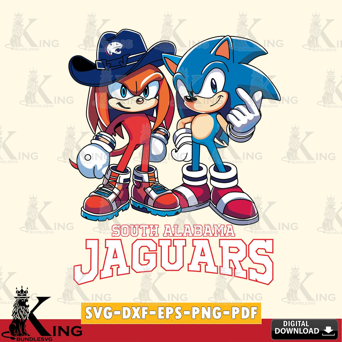 South Alabama Jaguars Sonic & Knuckles Football Mascot SVG file, Vector , Digital Download , PDF File , Instant Download