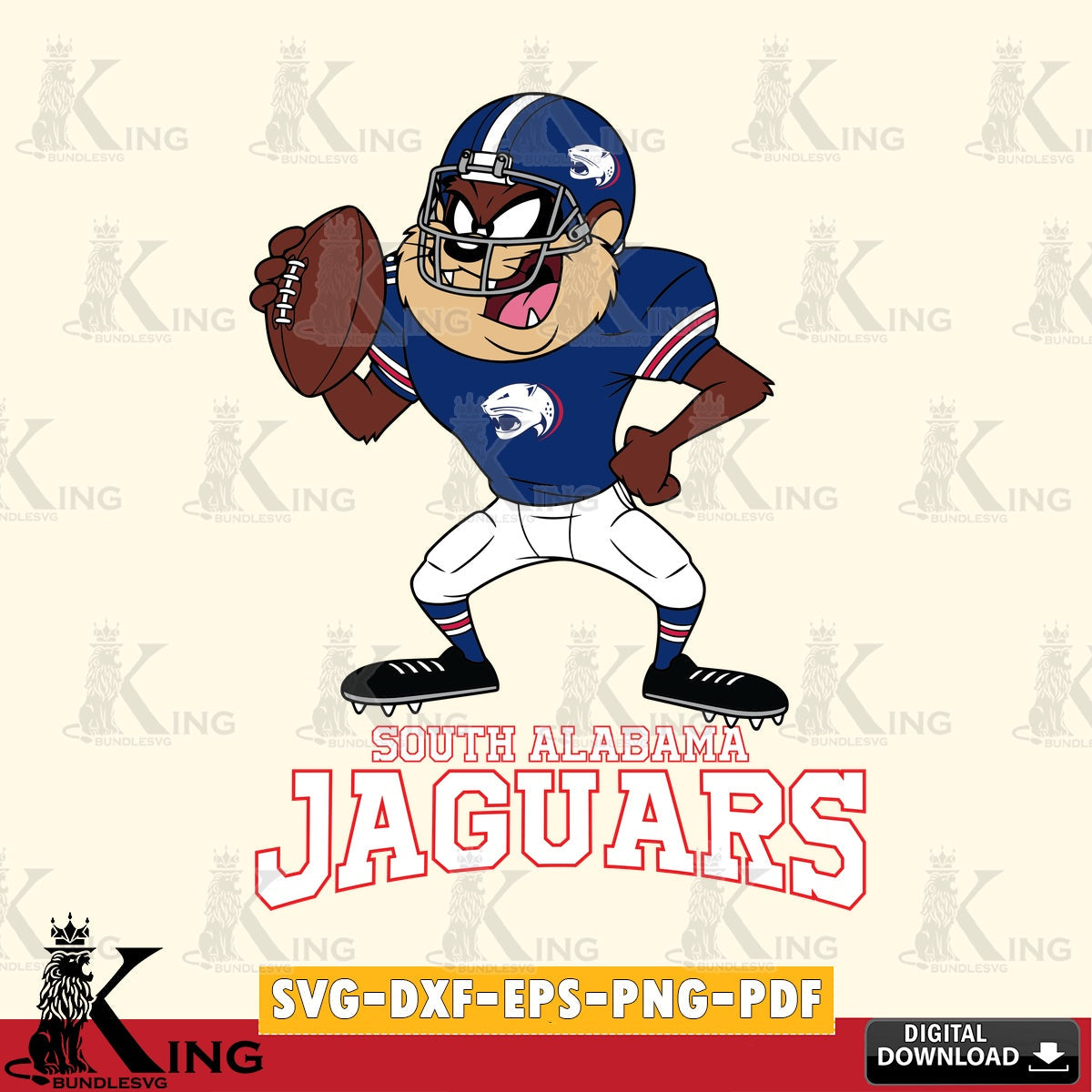 South Alabama Jaguars Taz Football Player SVG file, Cut file , Digital Download , Instant Download, Taz svg, NCAA svg