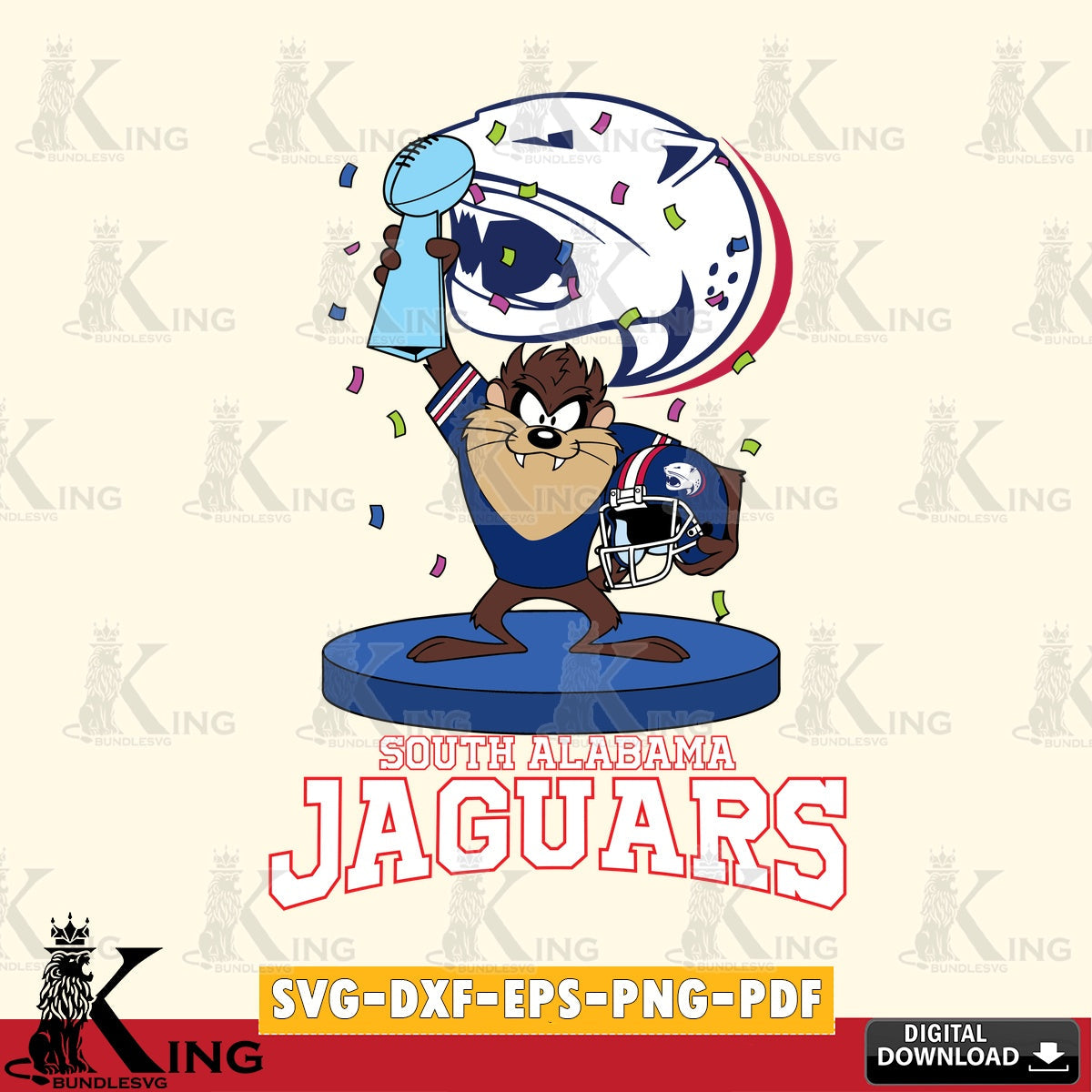 South Alabama Jaguars Taz Trophy Podium SVG file, Cut file , Digital Download , Instant Download, Taz svg, NCAA svg