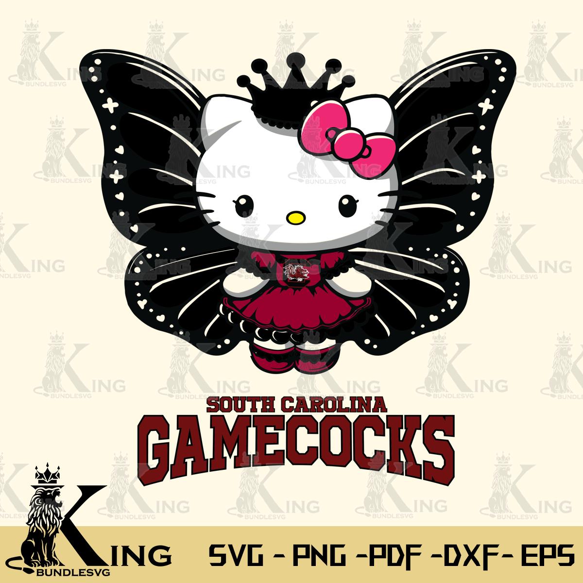 South Carolina Gamecocks Kitty Wings & Flowers Svg Eps Dxf Png File, Digital Download
