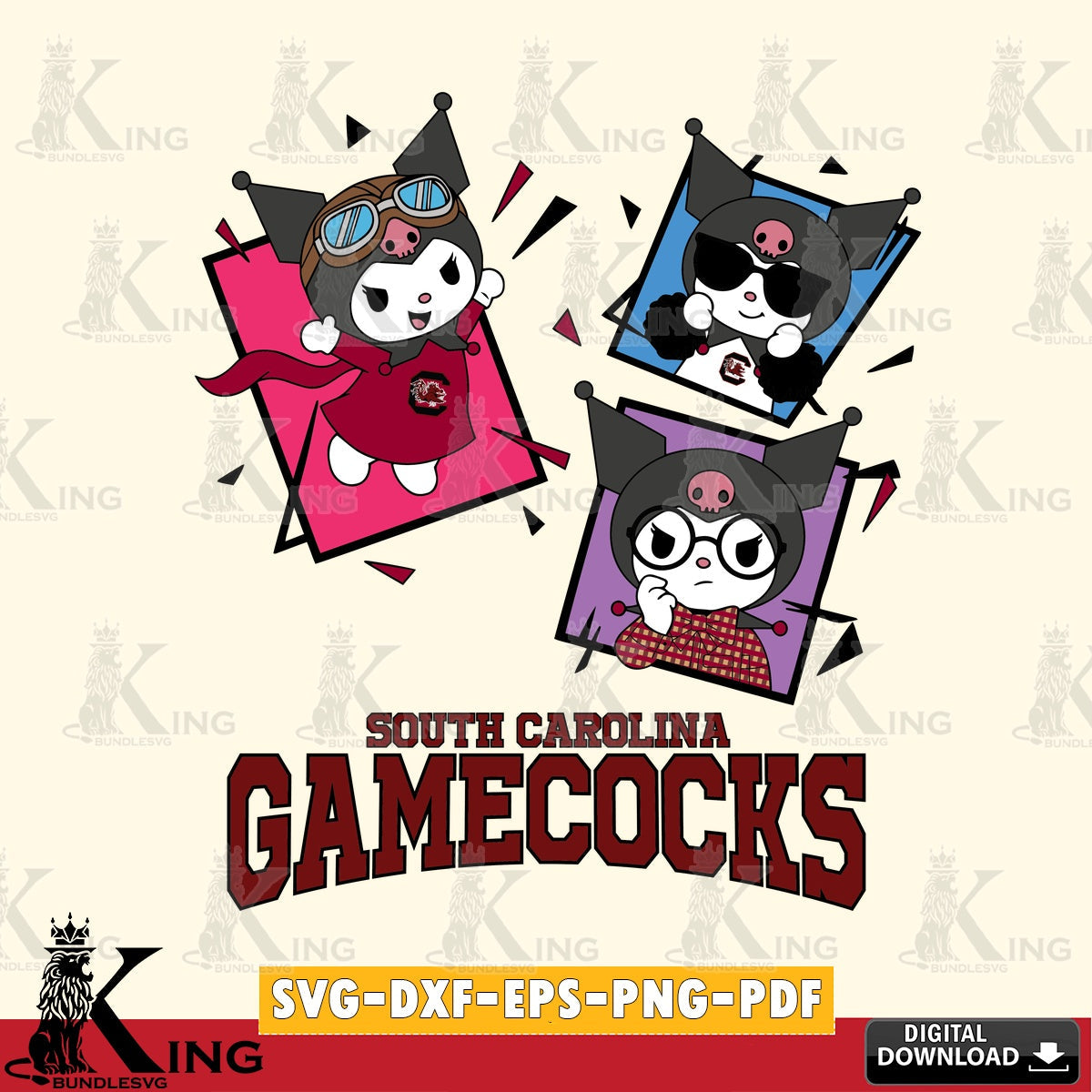 South Carolina Gamecocks Kuromi Action Football SVG file, Cricut, Cut file , Digital Download , Instant Download, Sanrio svg, Clipart