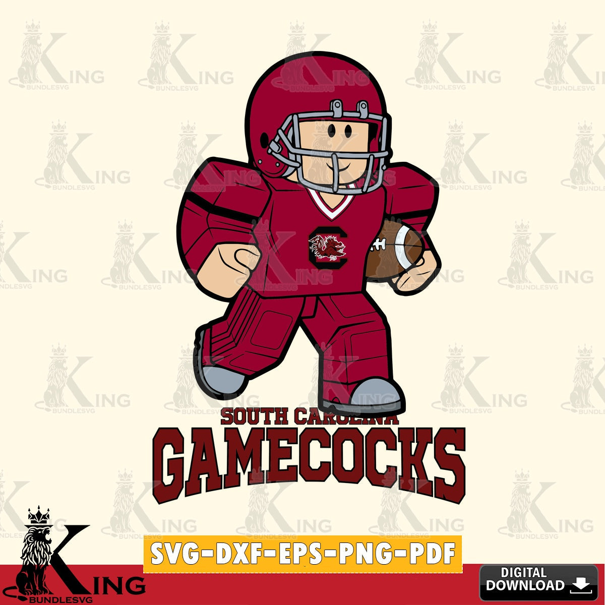 South Carolina Gamecocks Roblox Player Rugby SVG file , NCAA Cricut, File cut , Digital Download , PDF File