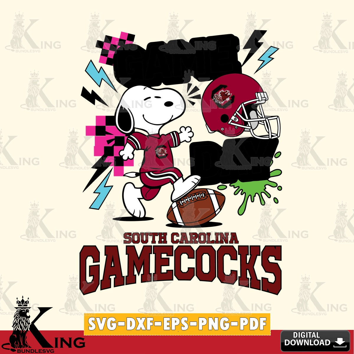 South Carolina Gamecocks Snoopy Game day SVG, Cricut, Cut file , Digital Download , Instant Download, Peanuts svg, NCAA svg, Football svg, Sport svg