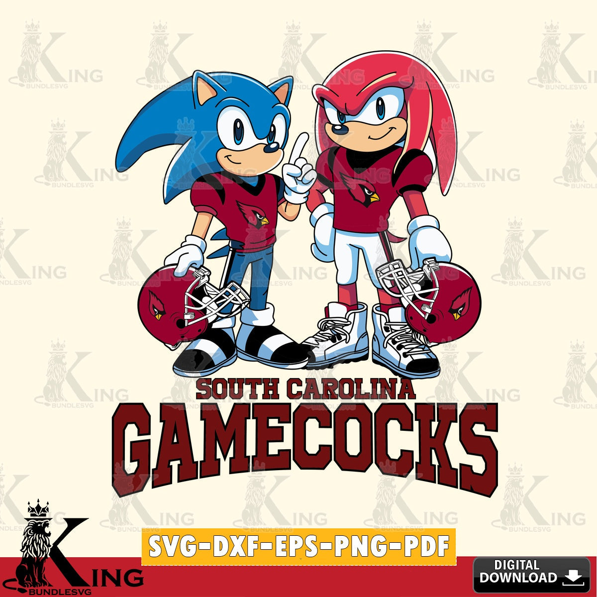 South Carolina Gamecocks Sonic And Knuckles Football SVG file, Vector , Digital Download , PDF File , Instant Download