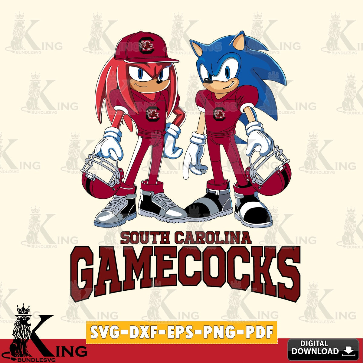 South Carolina Gamecocks Sonic And Knuckles Player Football SVG file, Vector , Digital Download , PDF File , Instant Download
