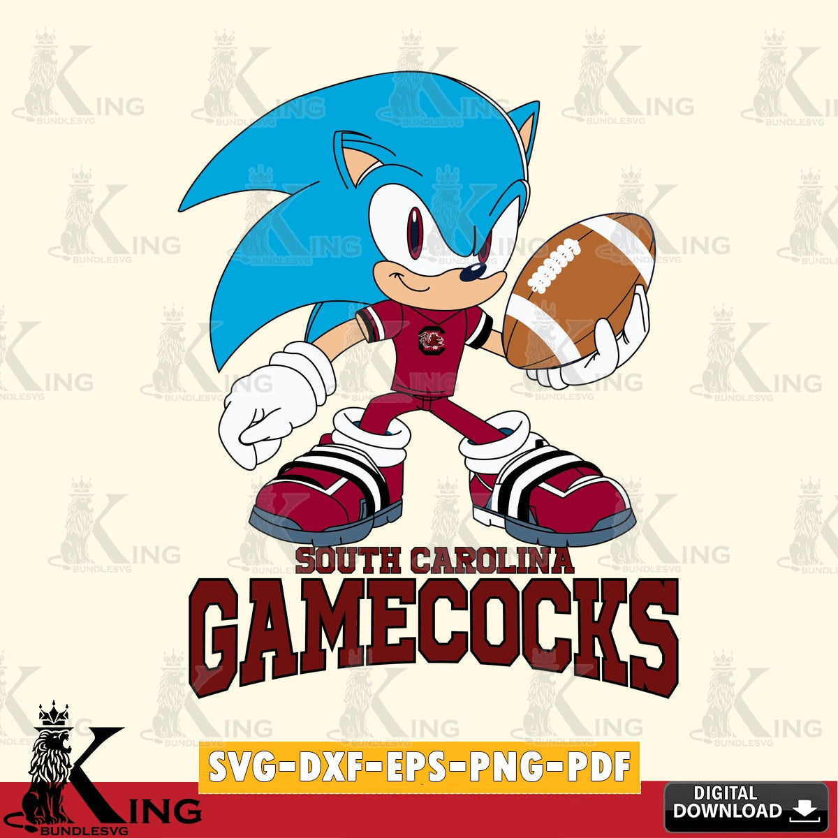 Vector design showing South Carolina Gamecocks Sonic Rugby vector illustration for POD merchandise and apparel