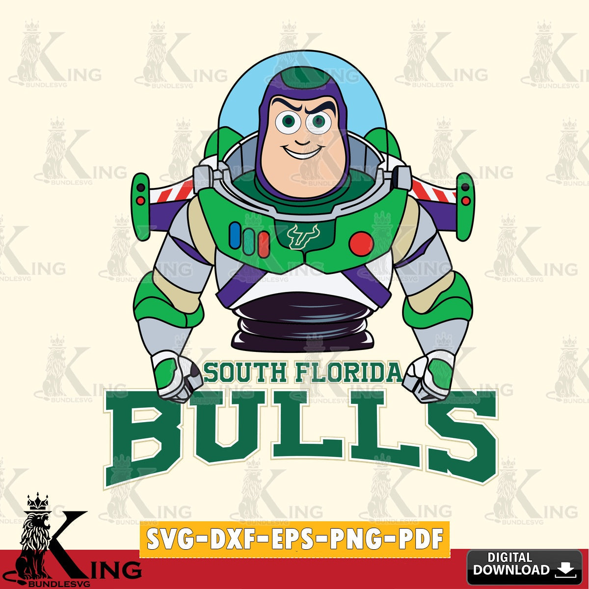 Artistic drawing of South Florida Bulls Buzz Lightyear Football, a high-quality vector for DIY scrapbooking and home decor