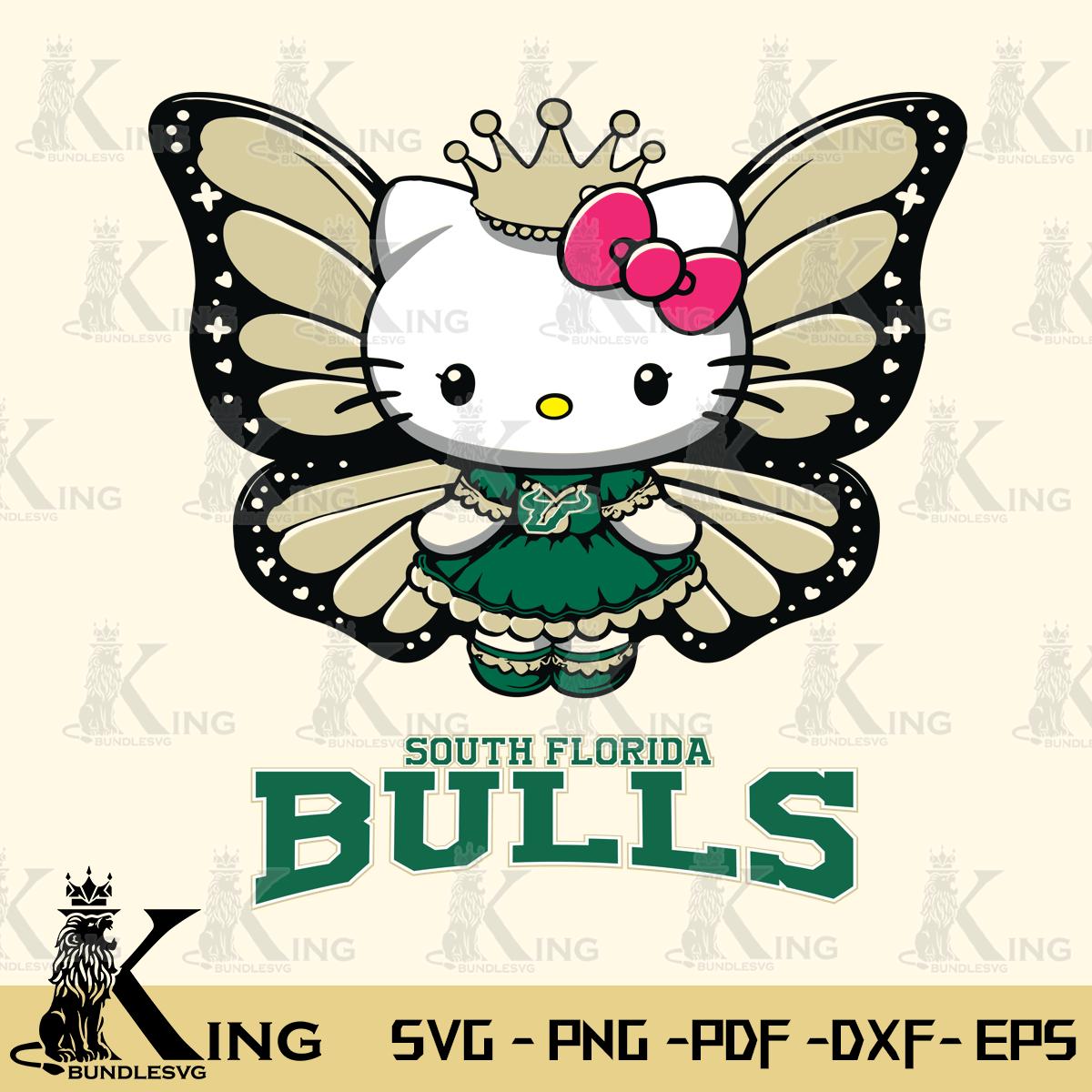 South Florida Bulls Kitty Wings & Flowers Svg Eps Dxf Png File, Digital Download