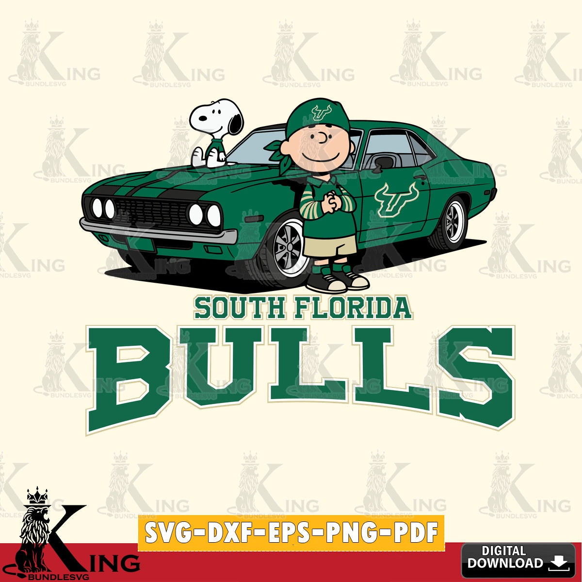 South Florida Bulls Peanuts Muscle Car SVG, Cricut, Cut file , Digital Download , Instant Download, Peanuts svg, NCAA svg, Football svg, Sport svg