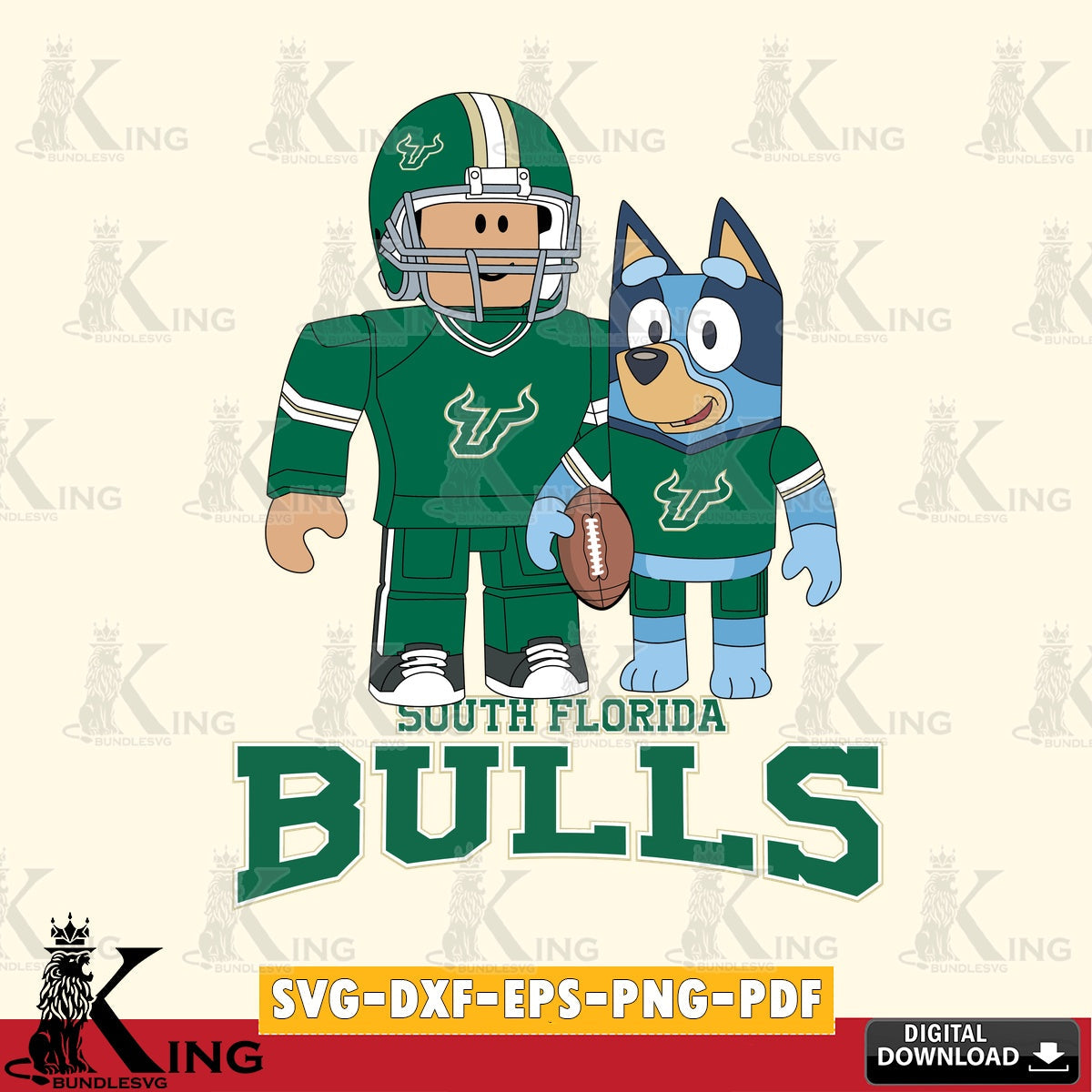 South Florida Bulls Roblox & Bluey Football SVG file , NCAA Cricut, File cut , Digital Download , PDF File