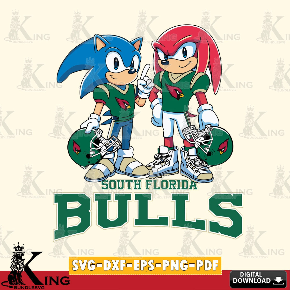 South Florida Bulls Sonic And Knuckles Football SVG file, Vector , Digital Download , PDF File , Instant Download