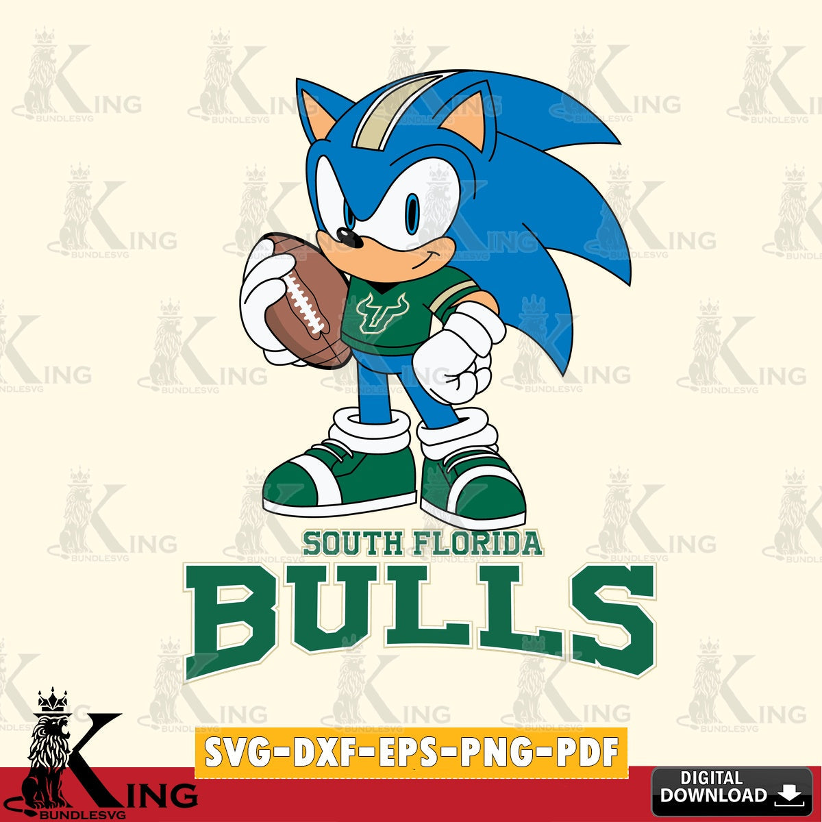 Modern graphic depicting South Florida Bulls Sonic Game Day Ready, vector illustration for POD merchandise and apparel