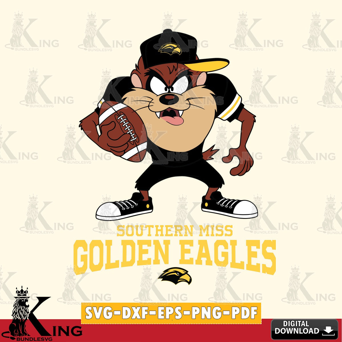 Southern Miss Golden Eagles Đồng phục bóng đá Taz SVG file, Cut file , Digital Download , Instant Download, Taz svg, NCAA svg