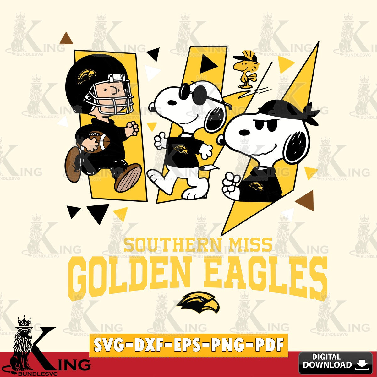 Southern Miss Golden Eagles Peanuts Joe Cool SVG, Cricut, Cut file , Digital Download , Instant Download, Peanuts svg, NCAA svg, Football svg, Sport svg