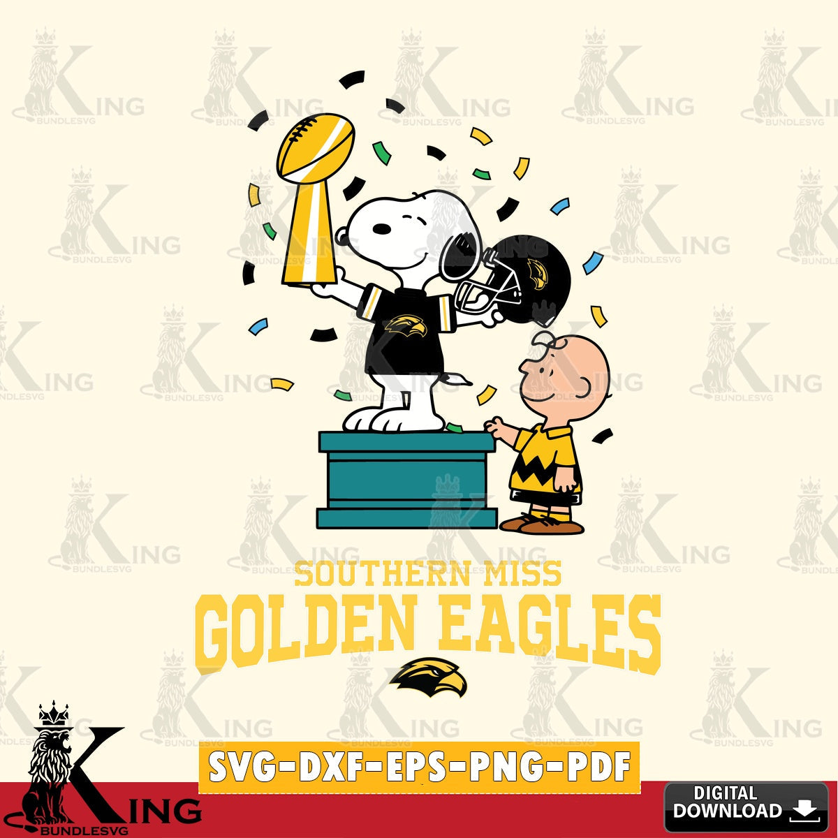 Southern Miss Golden Eagles Peanuts Winner SVG, Cricut, Cut file , Digital Download , Instant Download, Peanuts svg, NCAA svg, Football svg, Sport svg