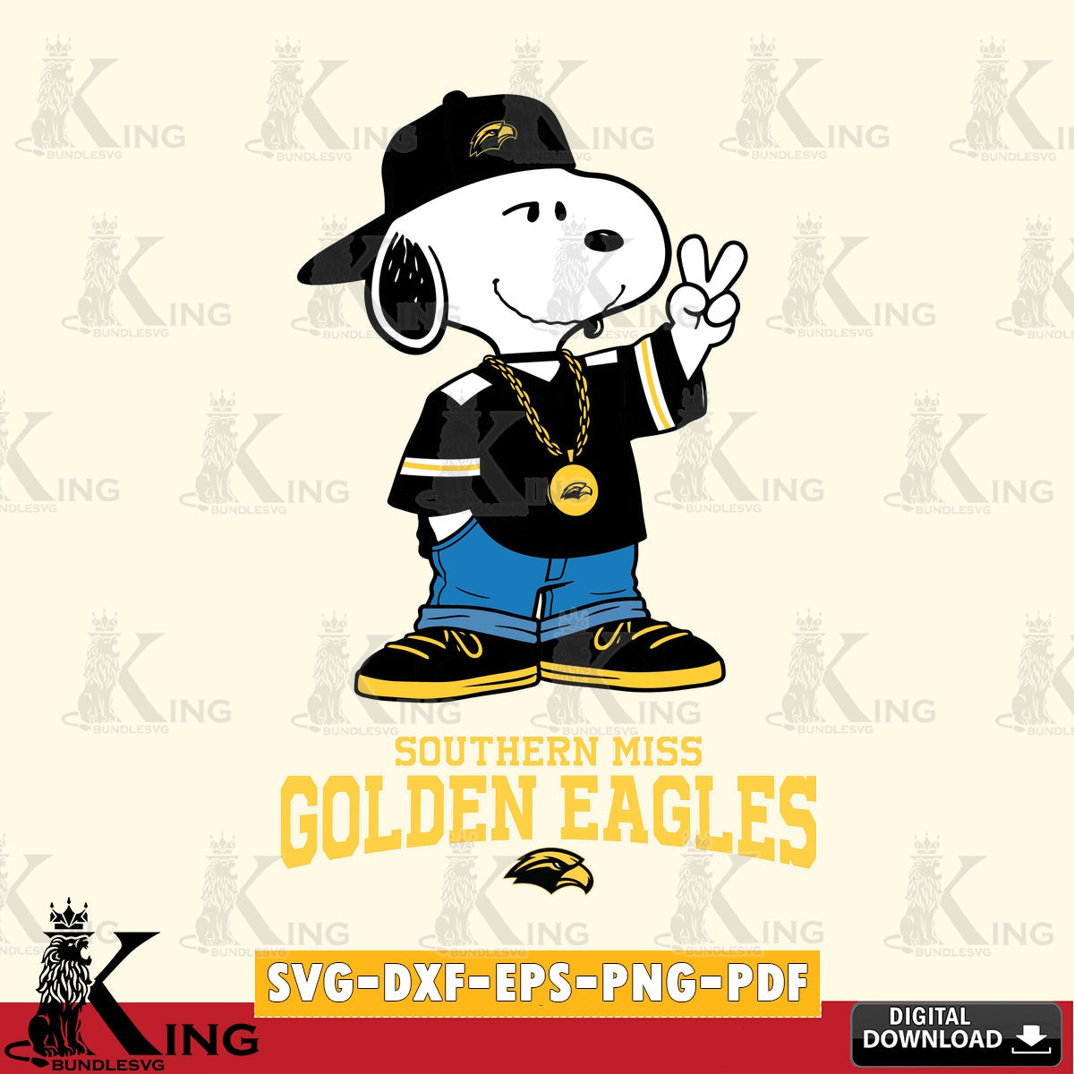 Southern Miss Golden Eagles Snoopy Say hi SVG, Cricut, Cut file , Digital Download , Instant Download, Peanuts svg, NCAA svg, Football svg, Sport svg
