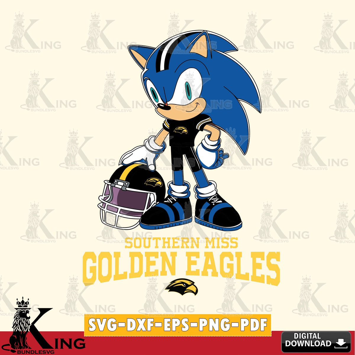 Southern Miss Golden Eagles Sonic Player Football SVG file, Vector , Digital Download , PDF File , Instant Download