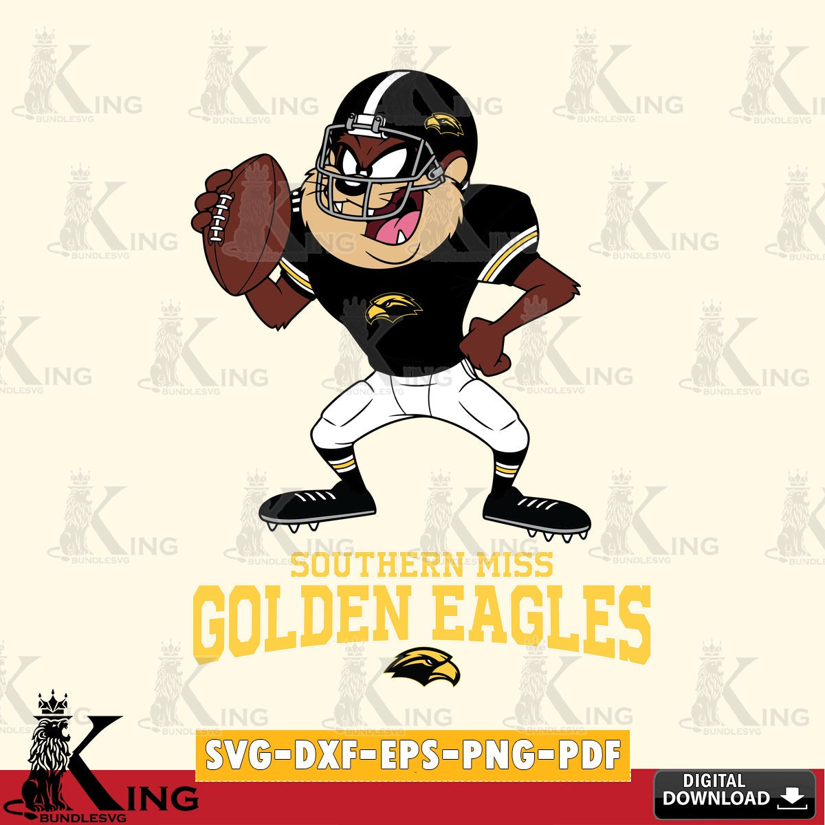 Southern Miss Golden Eagles Taz Football Player SVG file, Cut file , Digital Download , Instant Download, Taz svg, NCAA svg