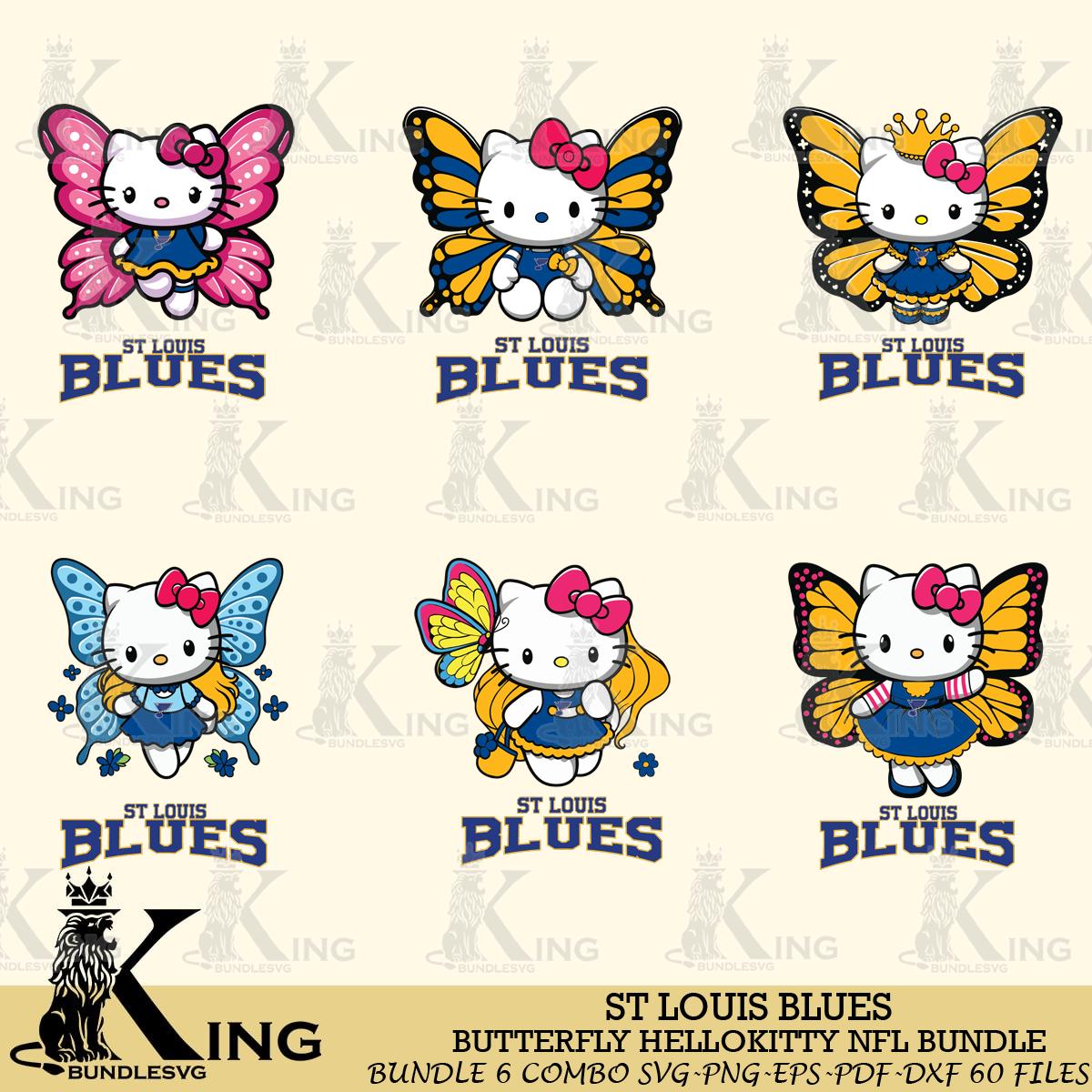 St Louis Blues Butterfly Hello Kitty bundleSvg Eps Dxf Png File, Digital Download