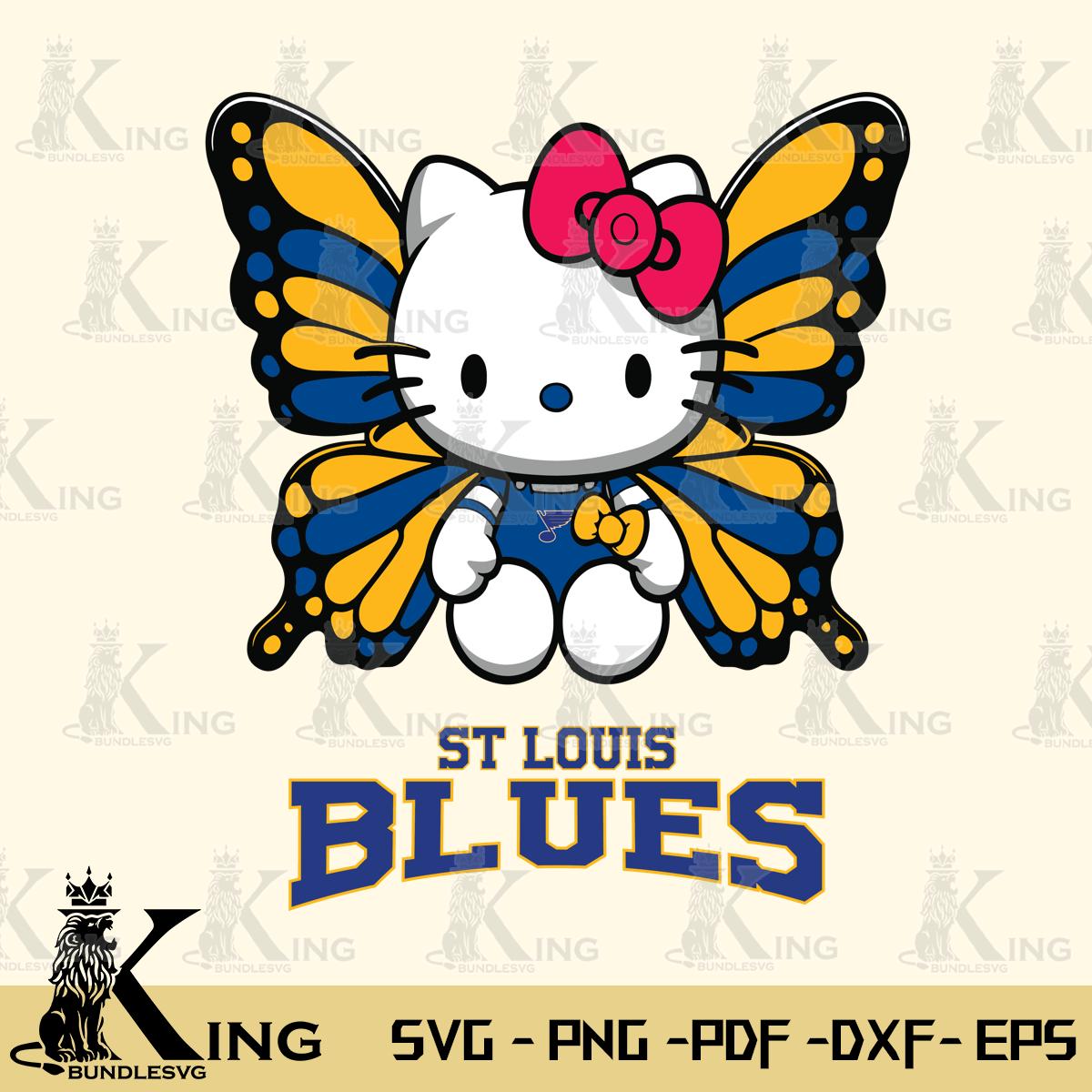 St Louis Blues Butterfly Kitty Delight Svg Eps Dxf Png File, Digital Download