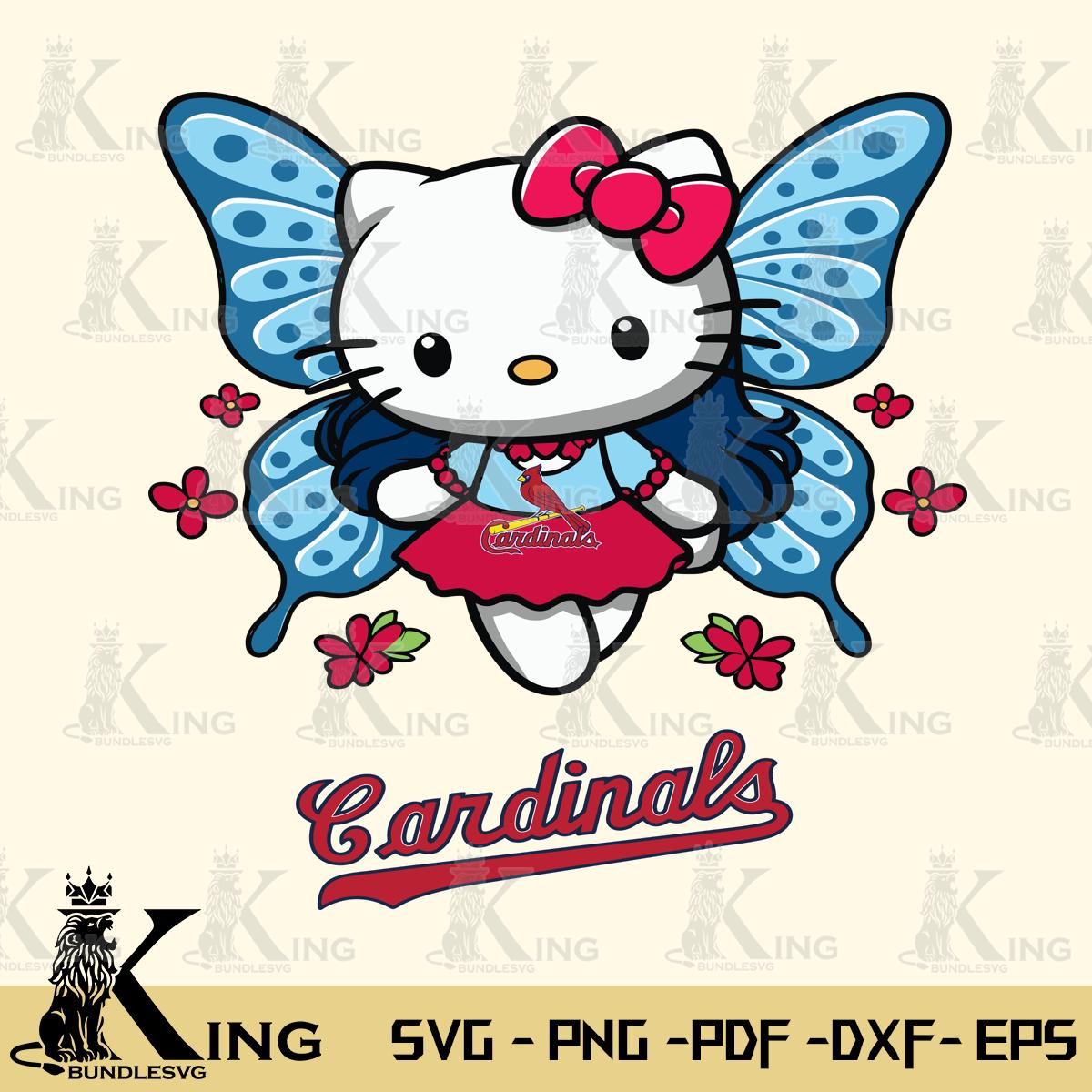 St Louis Cardinals Butterfly Kitty Charm Svg Eps Dxf Png File, Digital Download