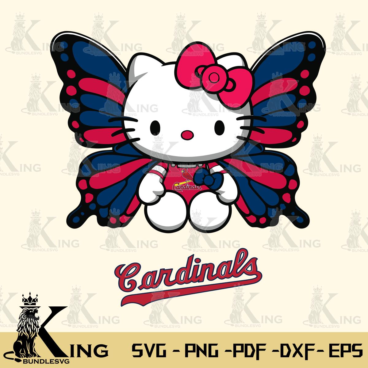 St Louis Cardinals Butterfly Kitty Delight Svg Eps Dxf Png File, Digital Download