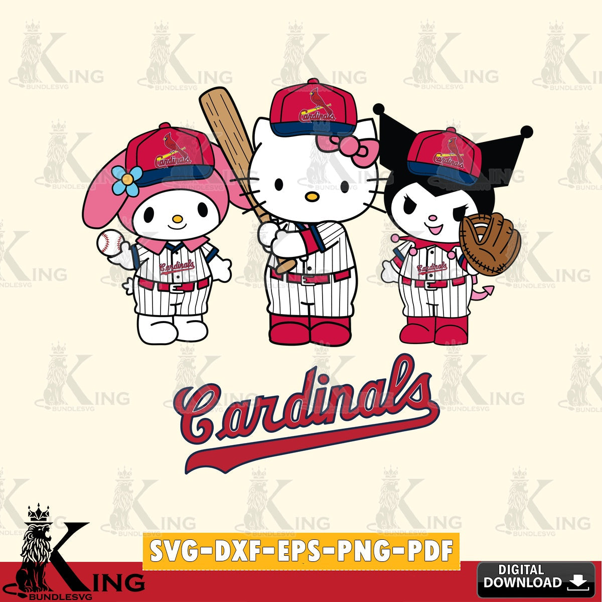 Detailed illustration of St Louis Cardinals Kawaii team baseball player, a high-quality vector for DIY scrapbooking and home decor