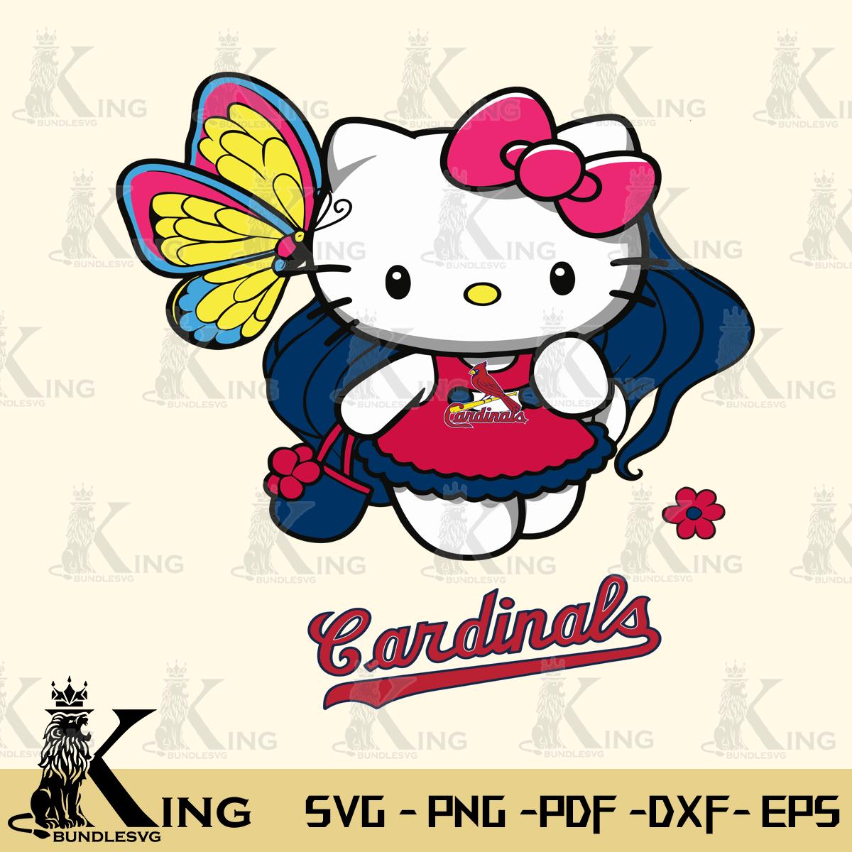 St Louis Cardinals Kitty Cartoon Svg Eps Dxf Png File, Digital Download