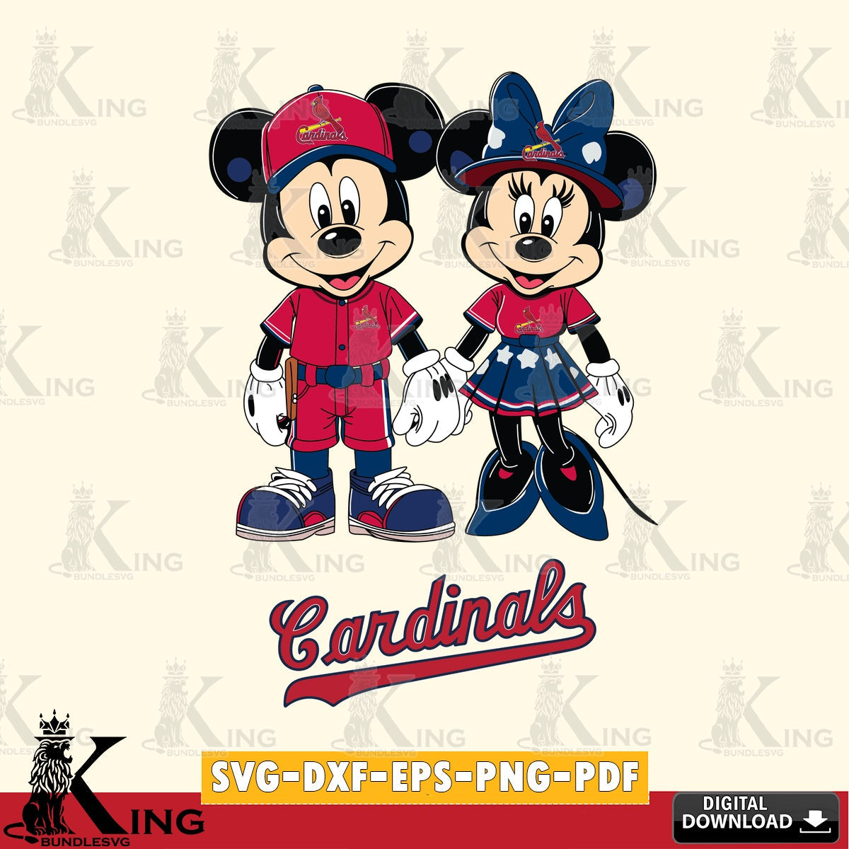 St Louis Cardinals Mickey Minnie Baseball SVG file , For Cricut, File cut , Digital Download , PDF File, Cut Files