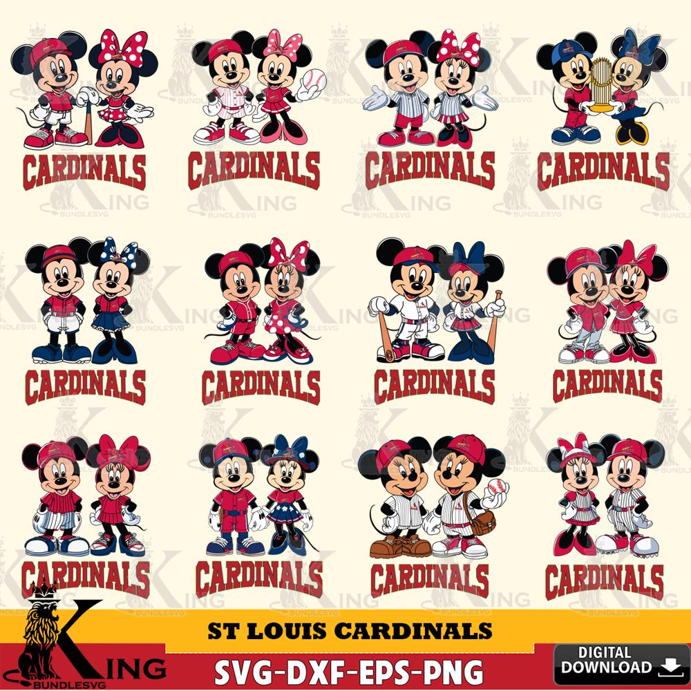 St Louis Cardinals Mickey Minnie MLB Bundle SVG DXF EPS PNG PDF, MLB for Cricut, Silhouette, Digital Download , file cut