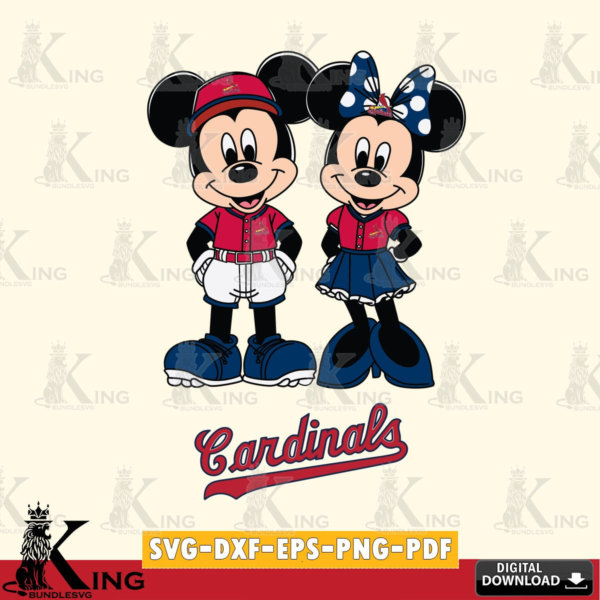 St Louis Cardinals Mickey Minnie Mouse Baseball SVG file , For Cricut, File cut , Digital Download , PDF File, Cut Files