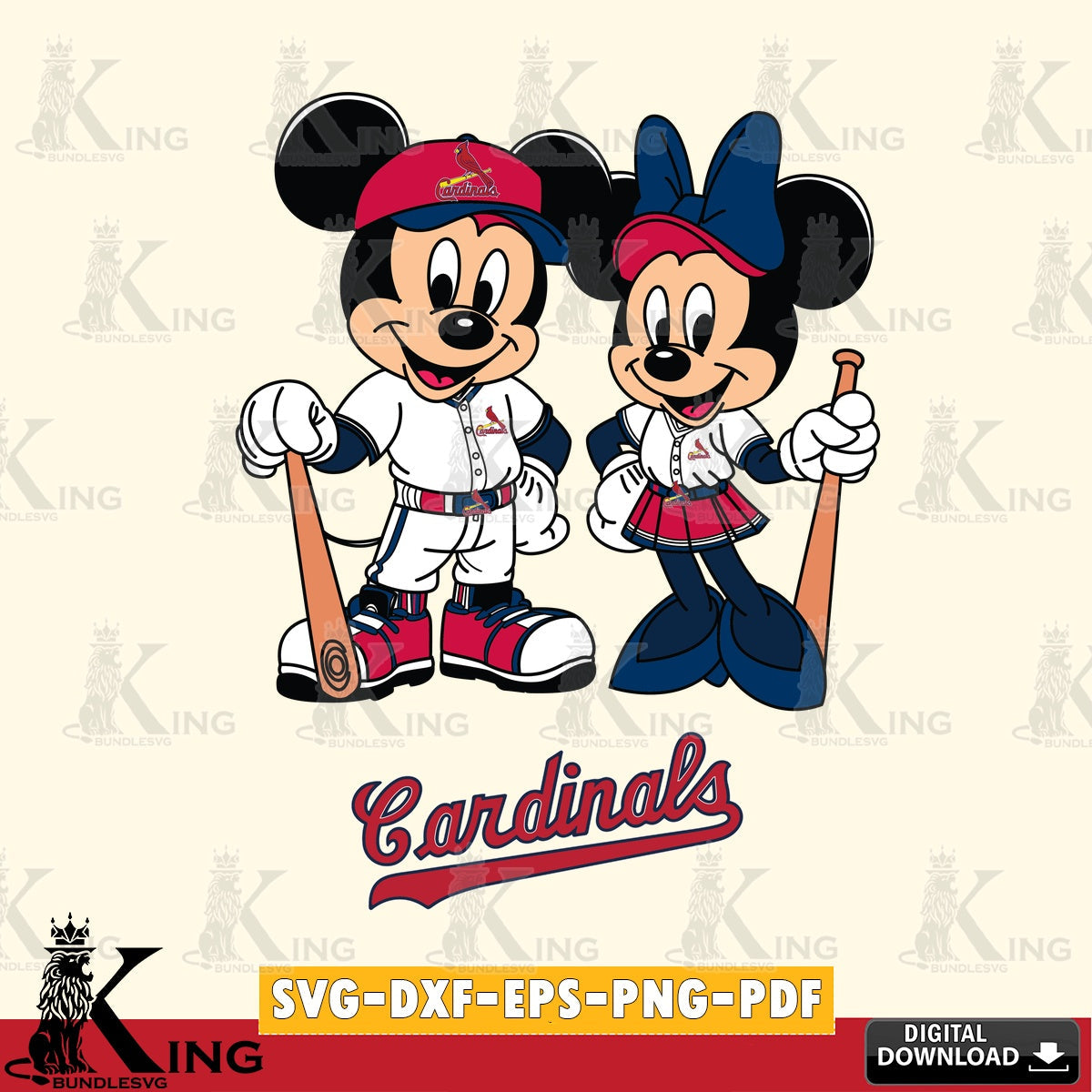 St Louis Cardinals Mickey Minnie Mouse player SVG file , For Cricut, File cut , Digital Download , PDF File, Cut Files