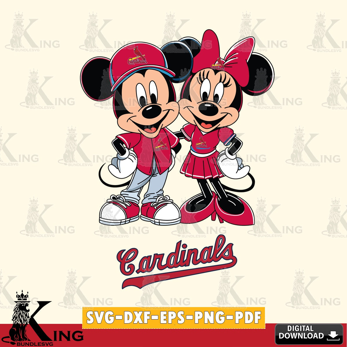 St Louis Cardinals Mickey Minnie Mouse smile SVG file , For Cricut, File cut , Digital Download , PDF File, Cut Files