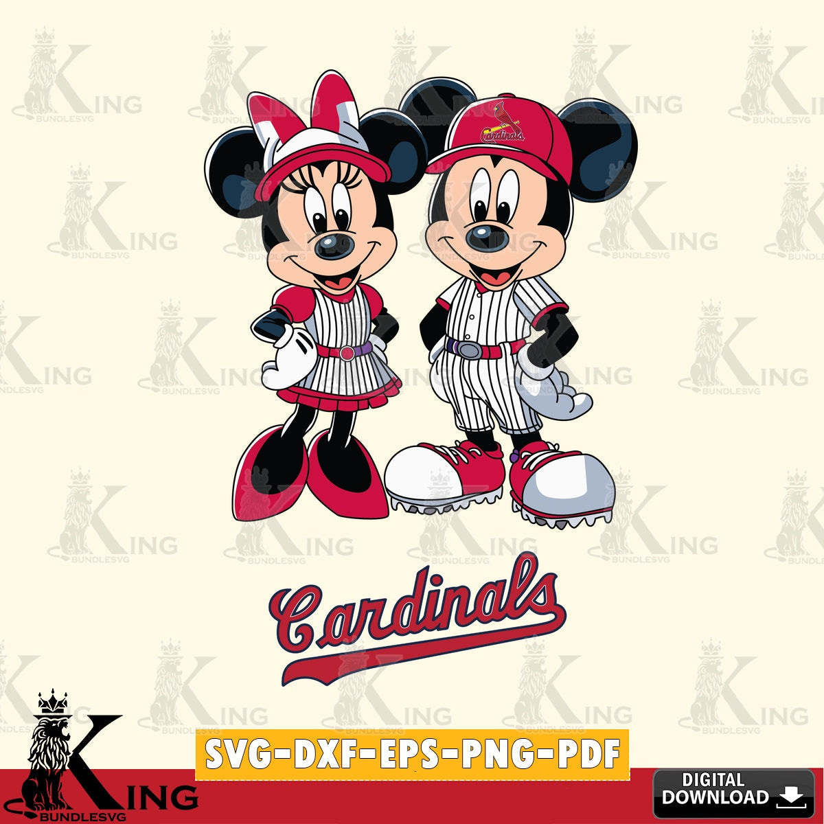 St Louis Cardinals Mickey Minnie Sport SVG file , For Cricut, File cut , Digital Download , PDF File, Cut Files