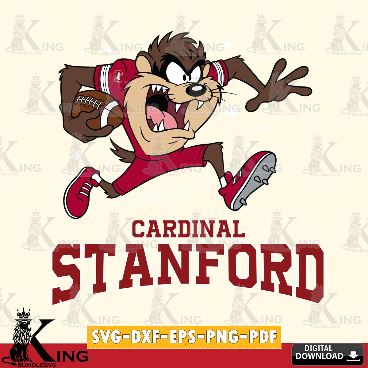Stanford Cardinal Angry Taz Football SVG file, Cut file , Digital Download , Instant Download, Taz svg, NCAA svg