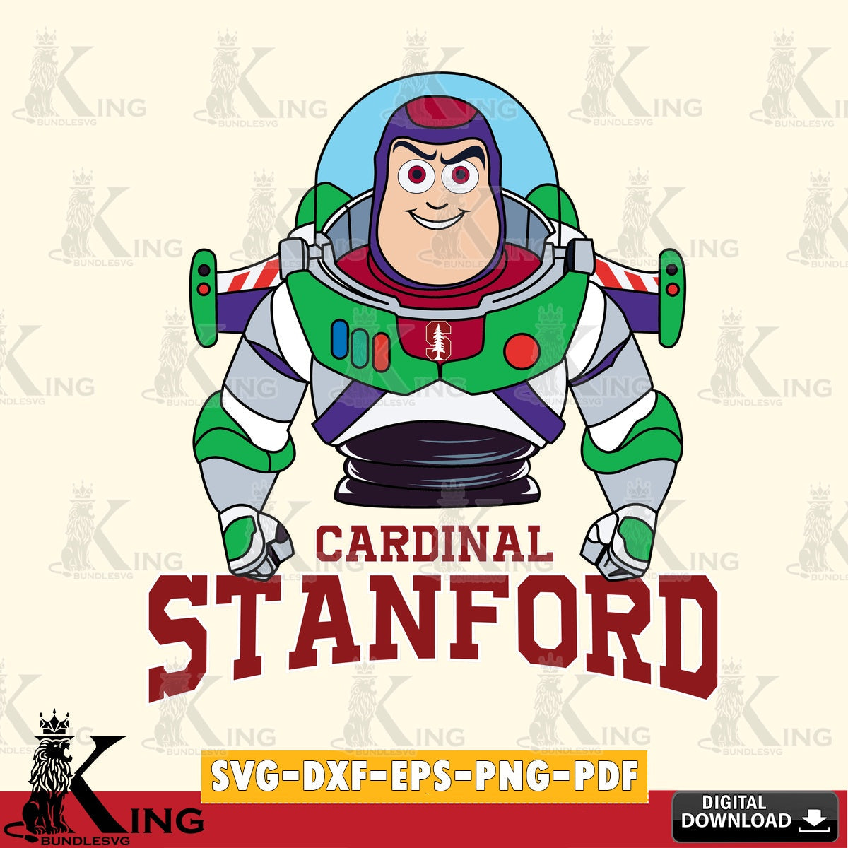 Detailed illustration of Stanford Cardinal Buzz Lightyear football, a digital clipart compatible with laser engraving and cutting