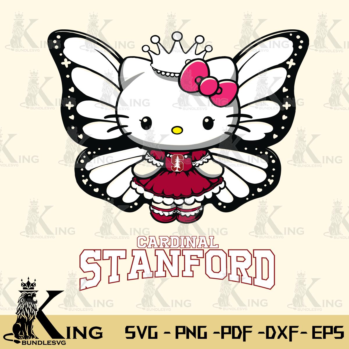 Stanford Cardinal Kitty Wings & Flowers Svg Eps Dxf Png File, Digital Download