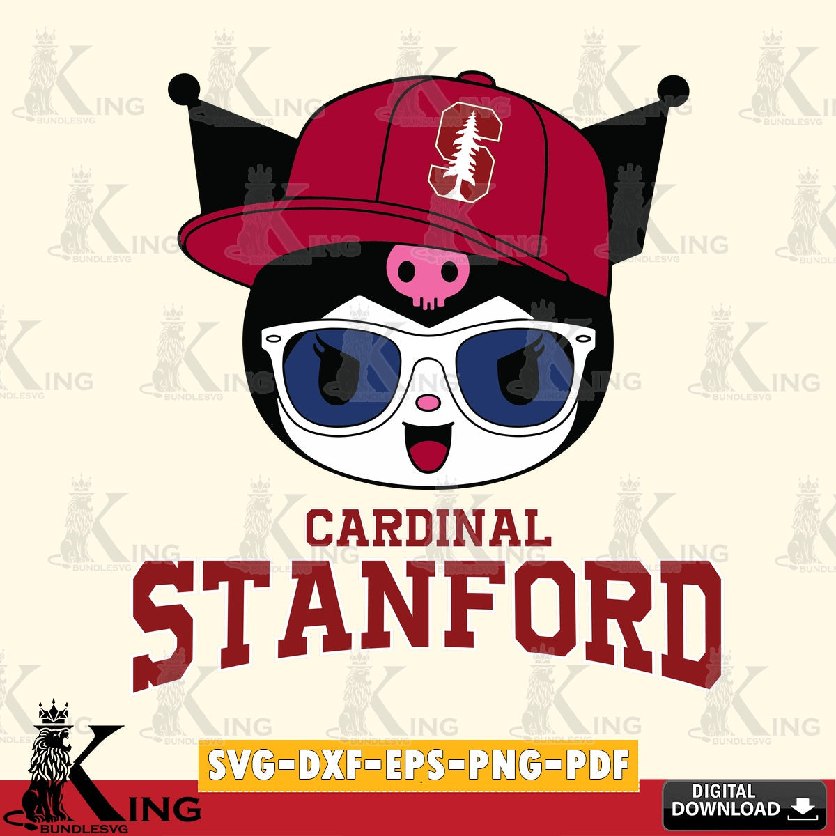 Stanford Cardinal Kuromi Football Cool SVG file, Cricut, Cut file , Digital Download , Instant Download, Sanrio svg, Clipart