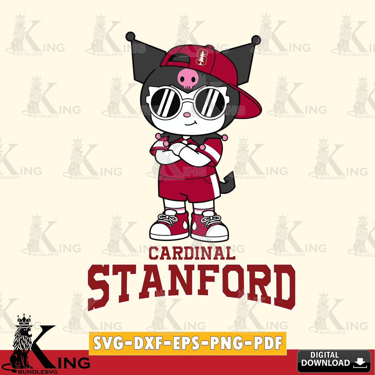 Stanford Cardinal Kuromi Football Jersey SVG file, Cricut, Cut file , Digital Download , Instant Download, Sanrio svg, Clipart