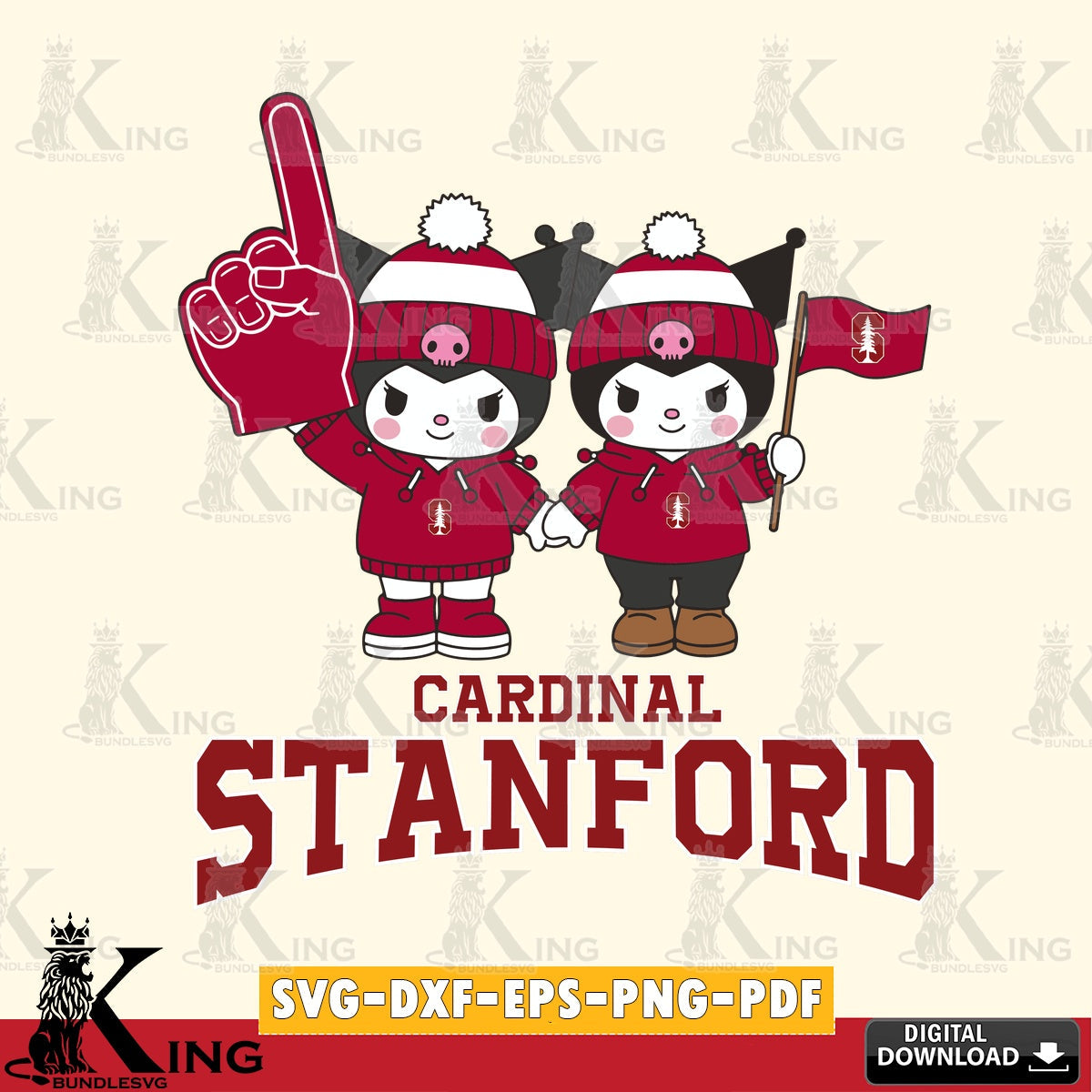 Stanford Cardinal Kuromi rugby Fan SVG file, Cricut, Cut file , Digital Download , Instant Download, Sanrio svg, Clipart