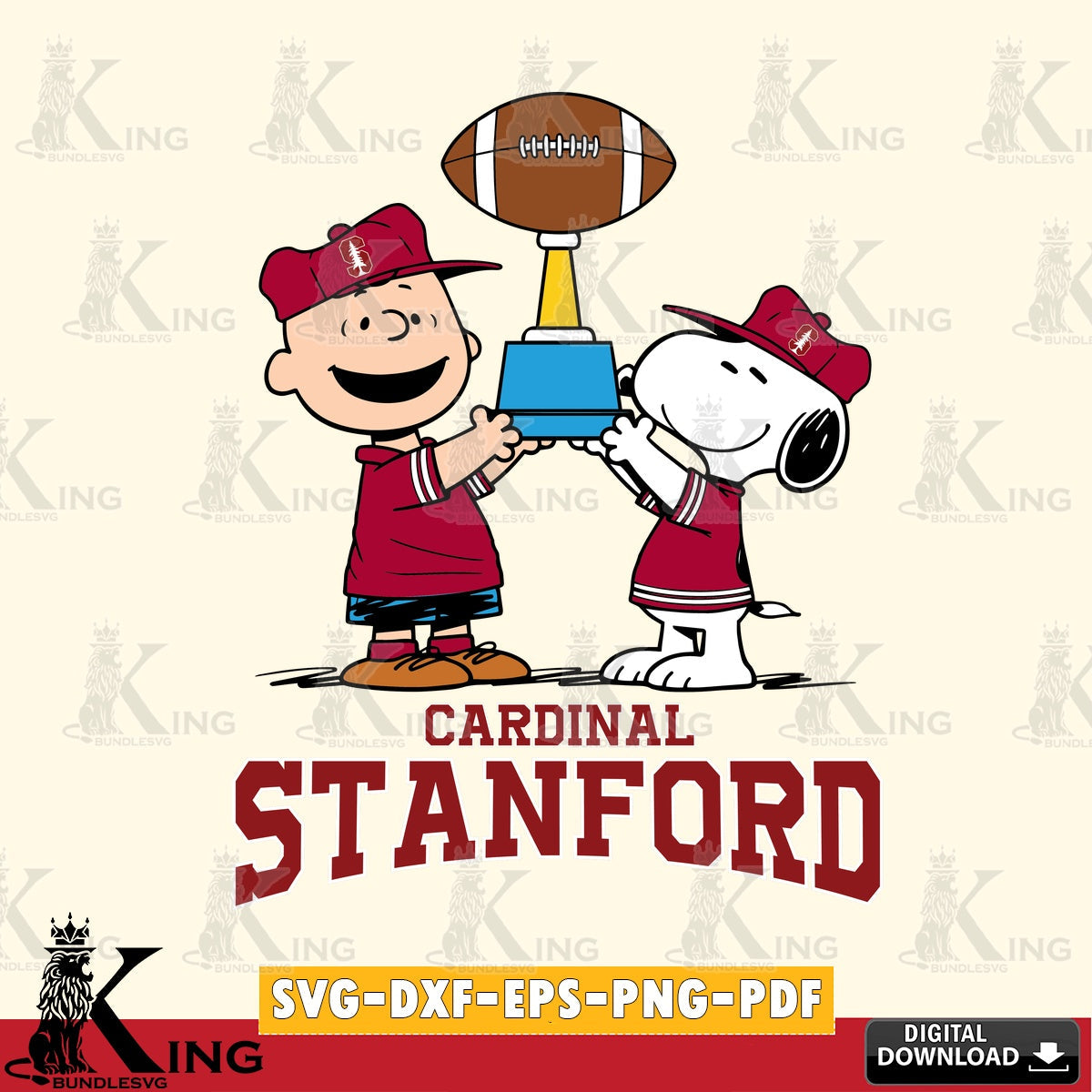 Stanford Cardinal Peanuts Football Trophy SVG, Cricut, Cut file , Digital Download , Instant Download, Peanuts svg, NCAA svg, Football svg, Sport svg