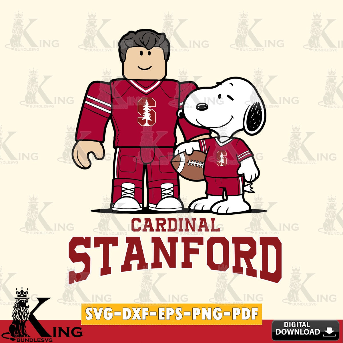 Stanford Cardinal Roblox & Snoopy Football SVG file , NCAA Cricut, File cut , Digital Download , PDF File