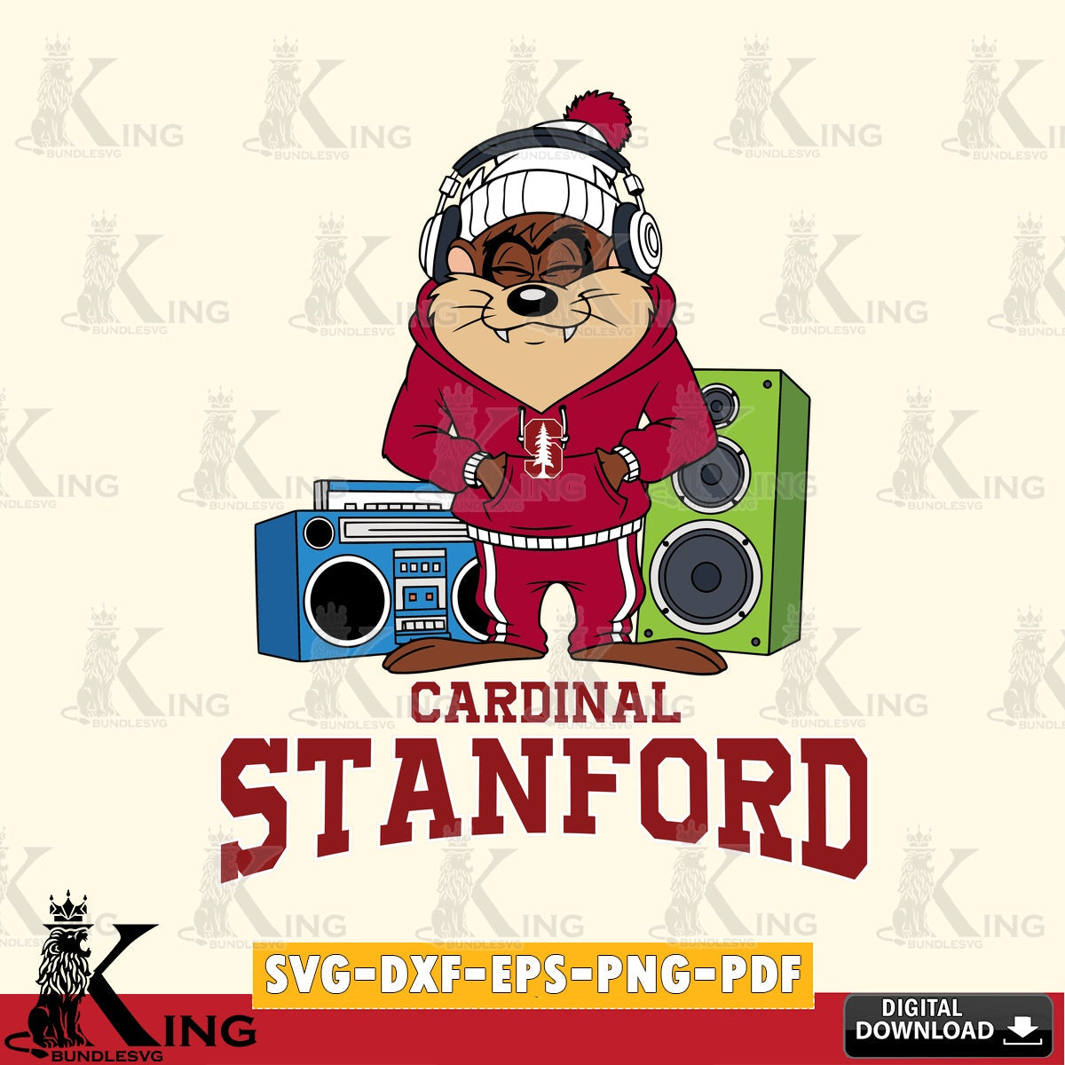 Stanford Cardinal Taz Hip Hop SVG file, Cut file , Digital Download , Instant Download, Taz svg, NCAA svg