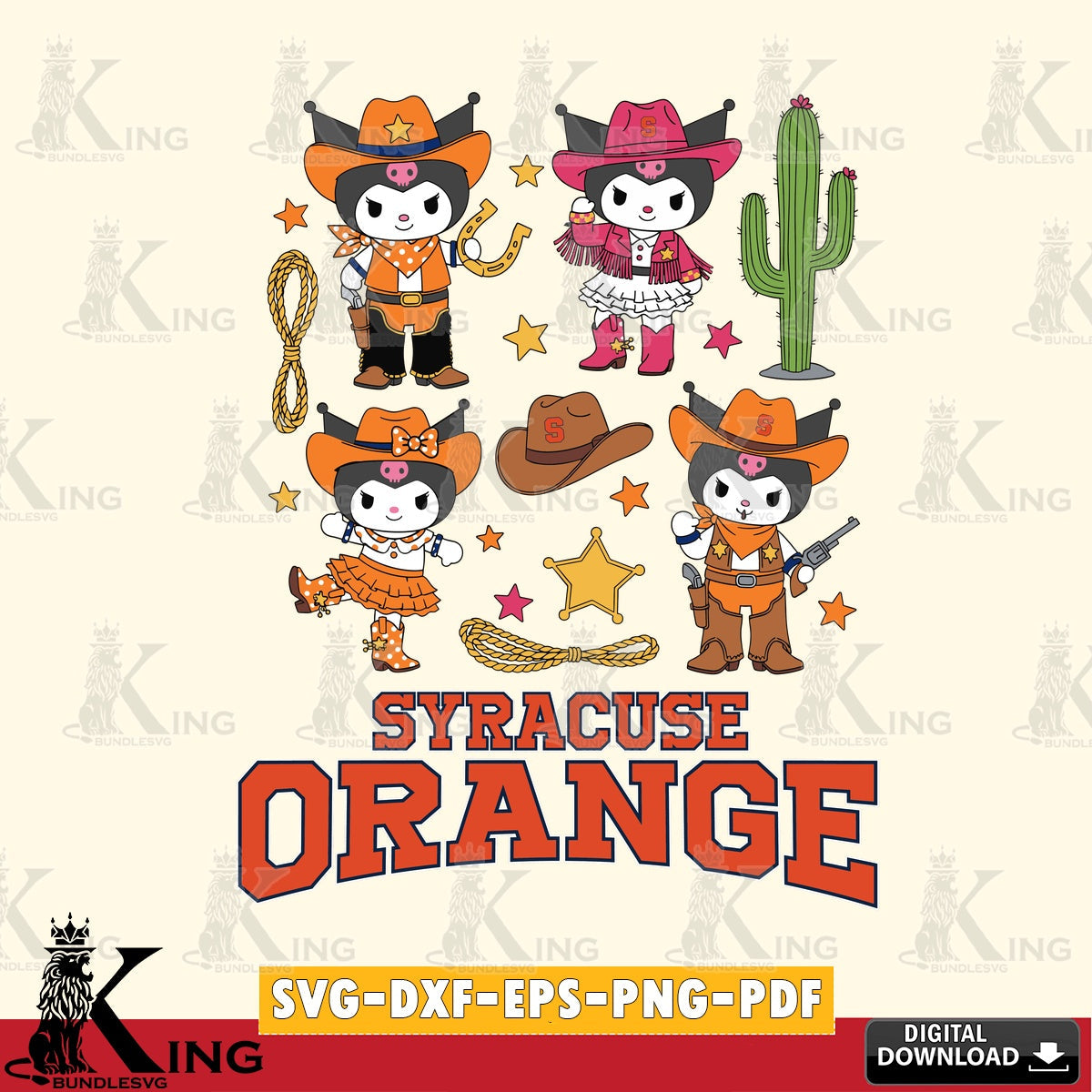 Syracuse Orange Kuromi Cowboy Western SVG file, Cricut, Cut file , Digital Download , Instant Download, Sanrio svg, Clipart
