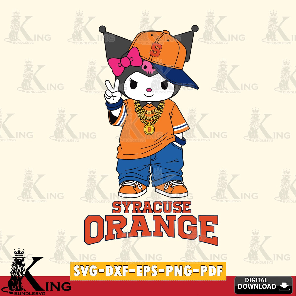 Syracuse Orange Kuromi Streetwear Style SVG file, Cricut, Cut file , Digital Download , Instant Download, Sanrio svg, Clipart