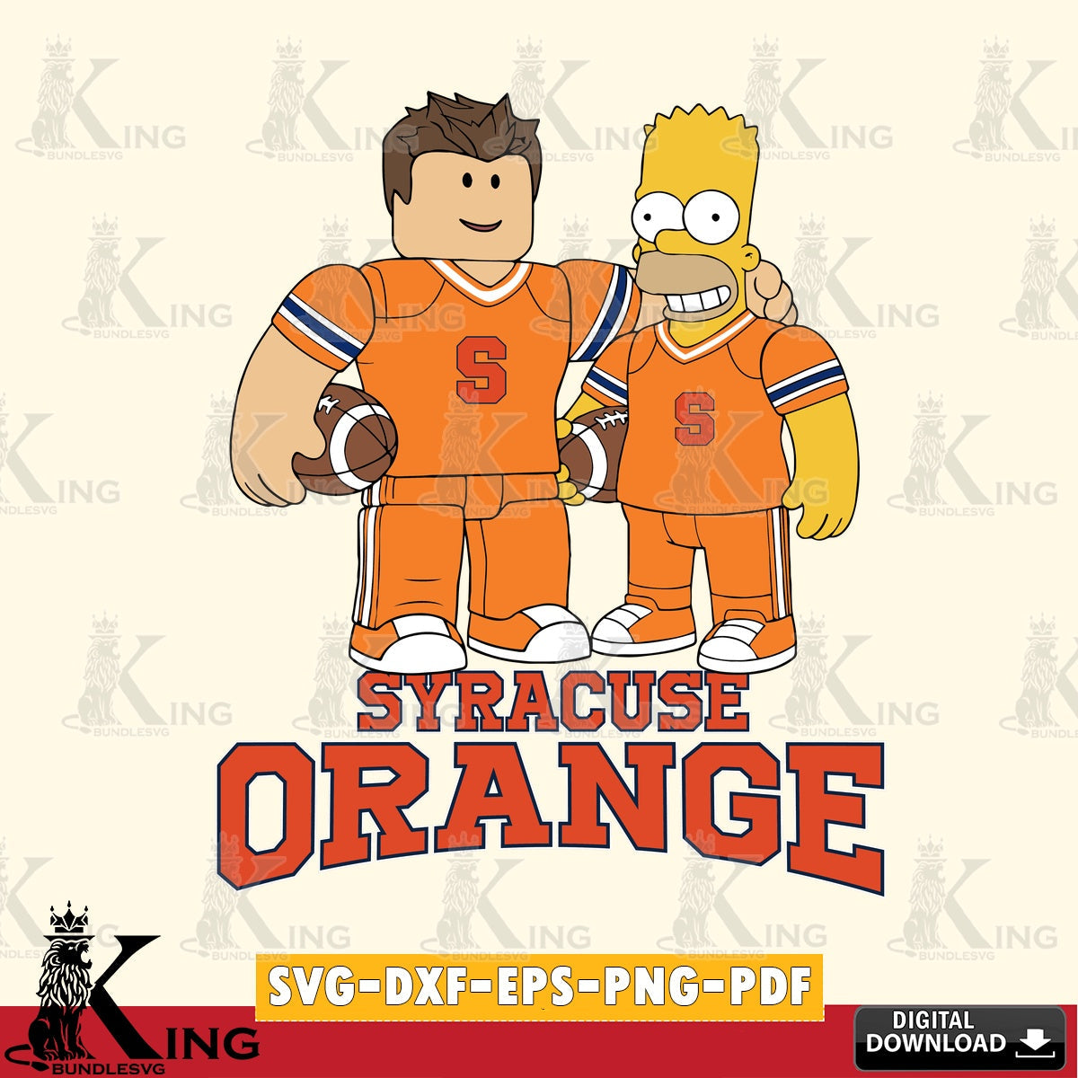 Syracuse Orange Roblox & Homer Simpson Football SVG file , NCAA Cricut, File cut , Digital Download , PDF File