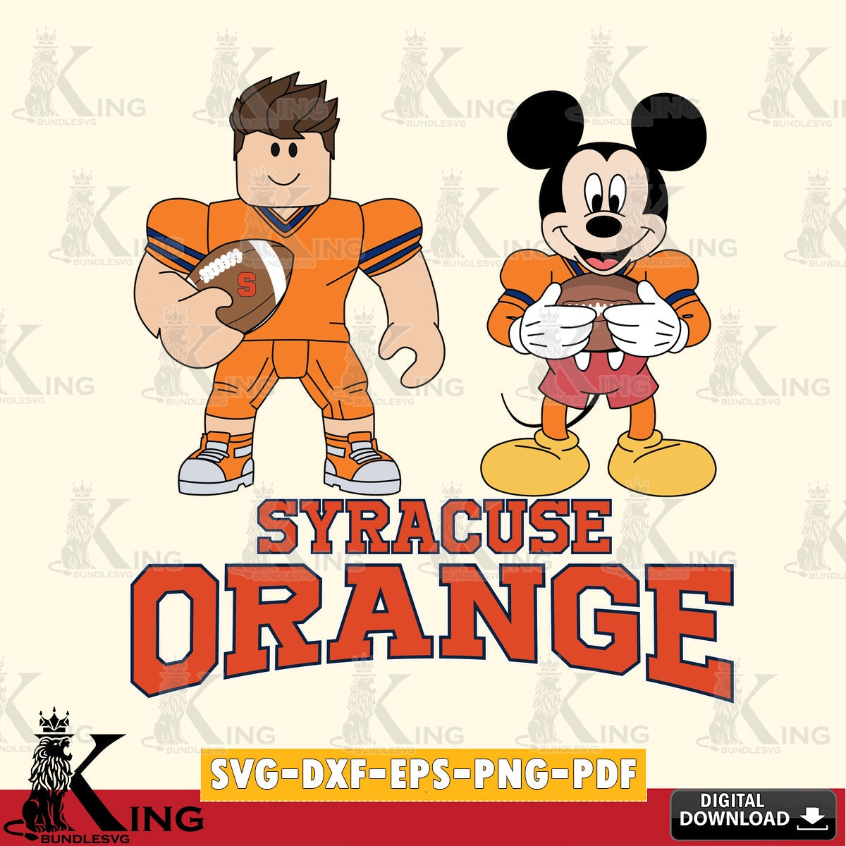 Syracuse Orange Roblox & Mickey Football SVG file , NCAA Cricut, File cut , Digital Download , PDF File