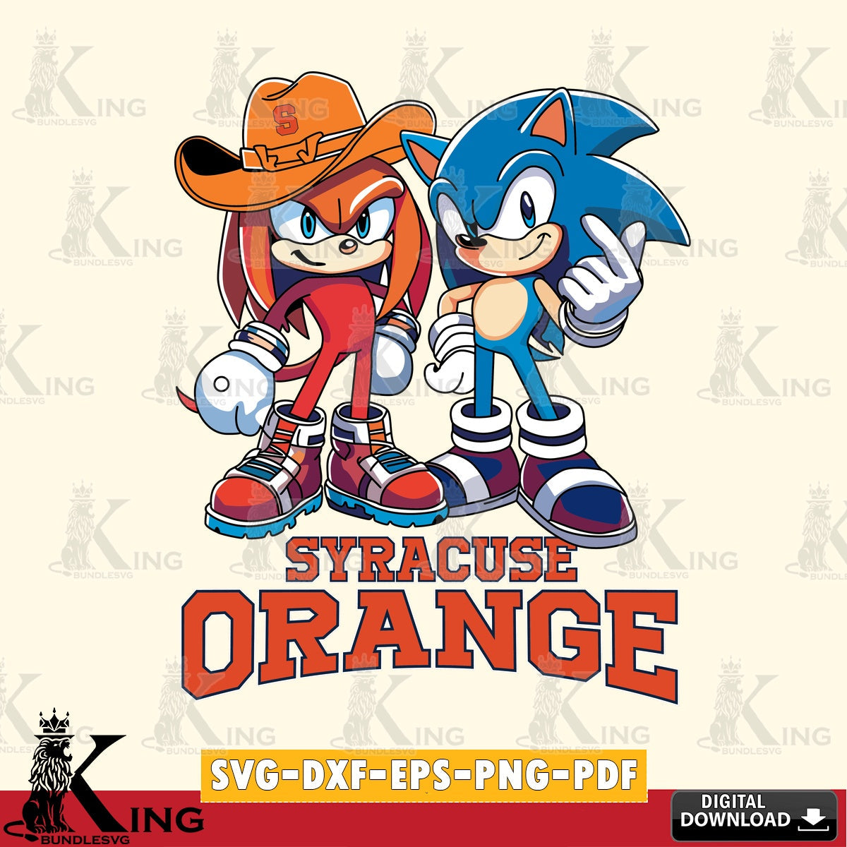 Syracuse Orange Sonic & Knuckles Football Mascot SVG file, Vector , Digital Download , PDF File , Instant Download