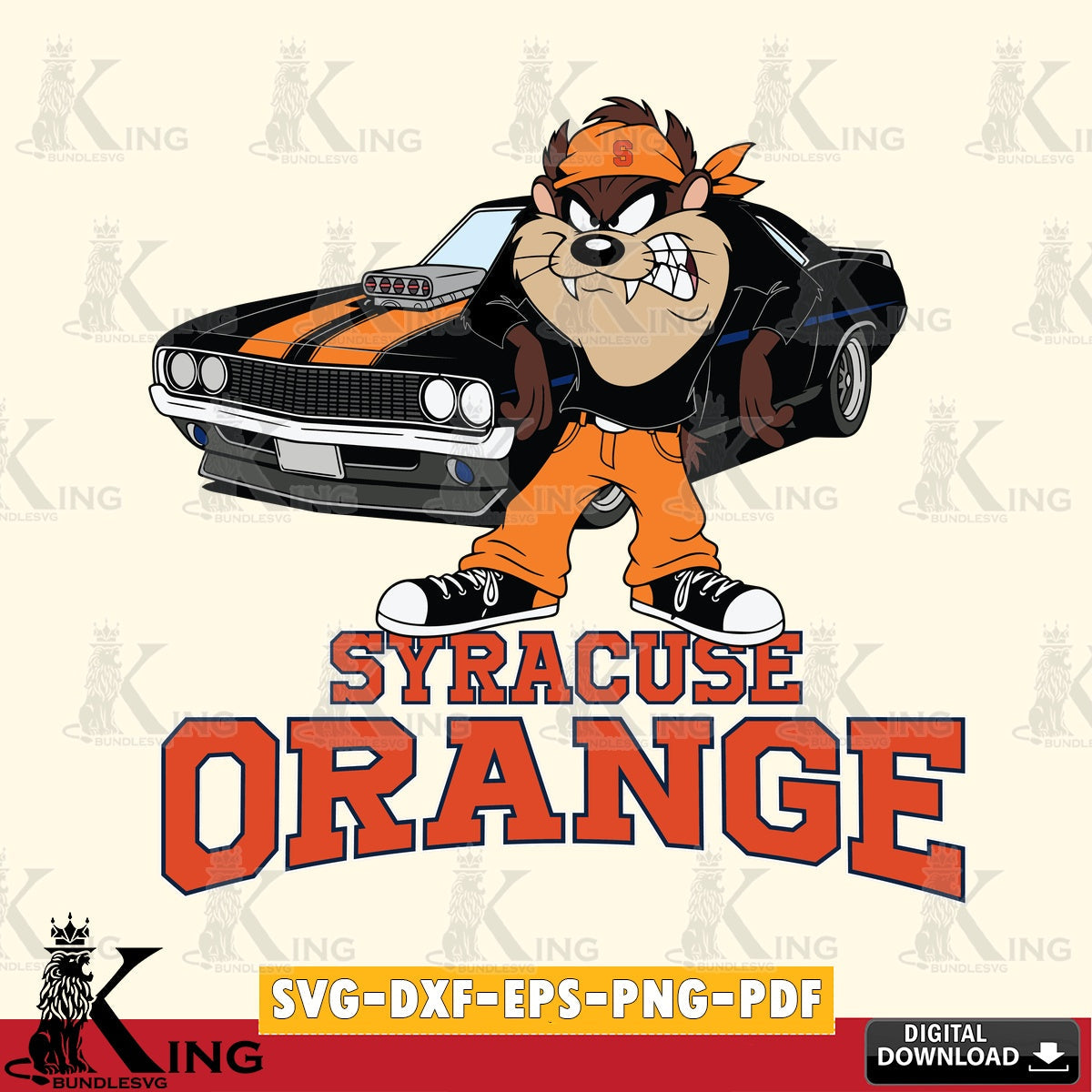 Syracuse Orange Taz Racing Car SVG file, Cut file , Digital Download , Instant Download, Taz svg, NCAA svg