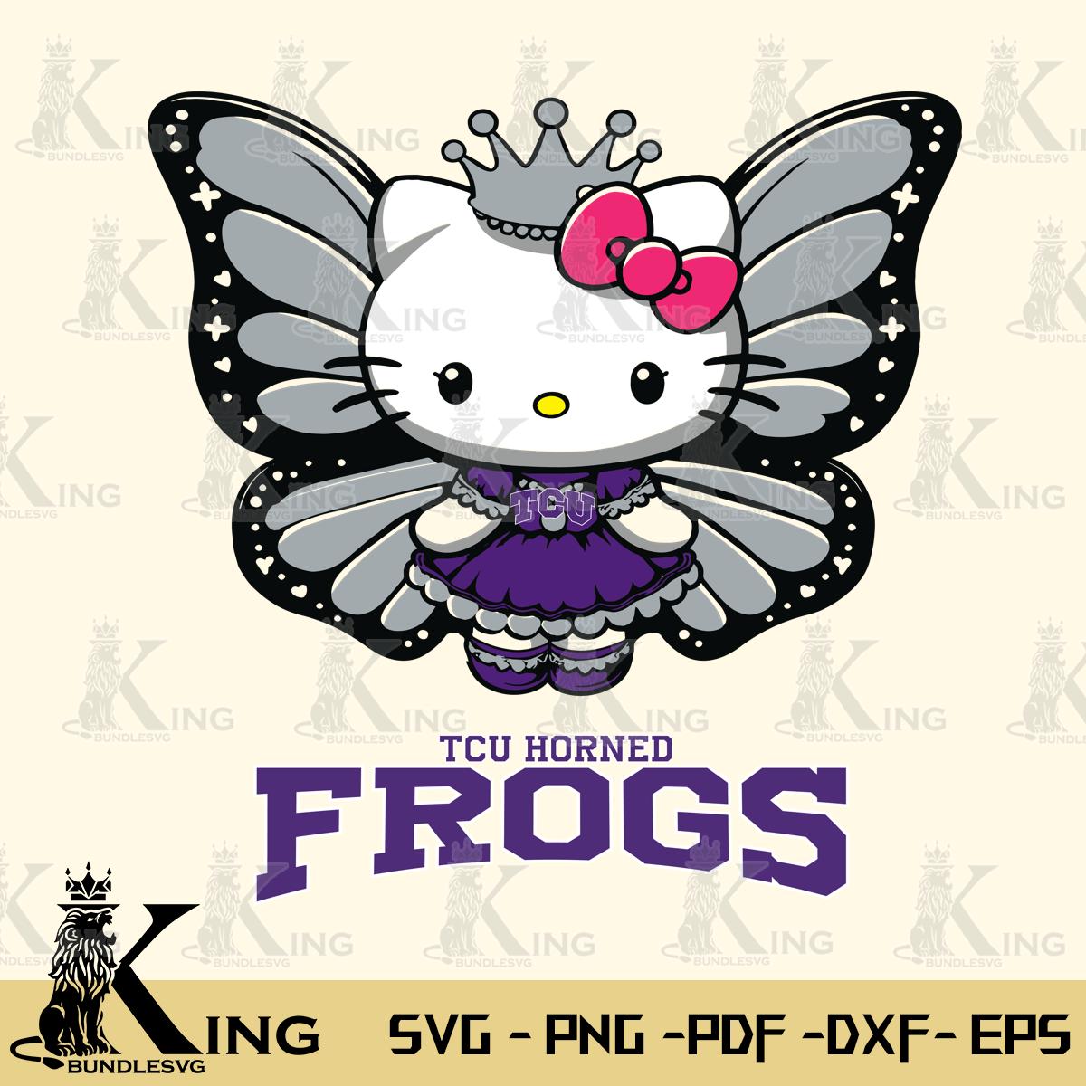 TCU Horned Frogs Kitty Wings & Flowers Svg Eps Dxf Png File, Digital Download